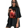 thumbnail image 3 of Plus Size Shirt for Women Oversized Black Tops for Women Short Sleeves Shirt for Women Valentine's Day (7) T Shirt Crewneck Shirt for Women M, 3 of 5
