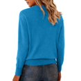 thumbnail image 4 of Women's V Neck Chest Pocket Sweater, Drop Shoulder Long Sleeve Pullover, Solid Color Knit Top, Casual Loose Fit Blouse, Everyday Comfort Wear with Front Pocket Dark Blue S, 4 of 6