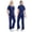 Navy, variant on Bosfbaoi Women Nursing Uniform Sets 2 Piece Scrub Set V-Neck Short Sleeve Top Straight Leg Pants Multi-pocket Medical Uniform Sets