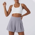 thumbnail image 4 of Miluxas Women's High Waisted Pleated Shorts Lightweight Flowy Casual Wide Leg Shorts with Pockets Comfy Summer Shorts for Yoga Workout Gray, 4 of 7