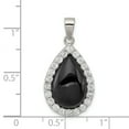 thumbnail image 3 of FJC Finejewelers Sterling Silver Cubic Zirconia And Onyx Pendant Necklace - Chain Included, 3 of 4