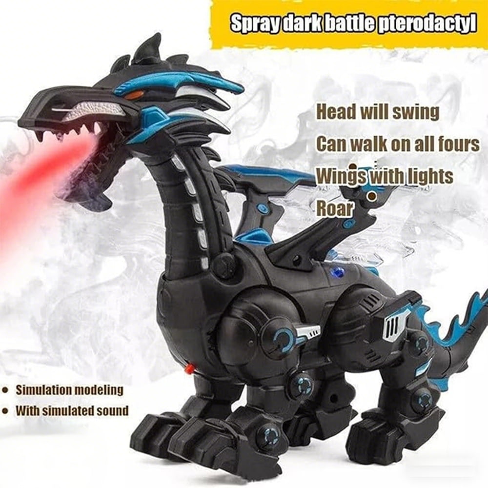 Generic Walking Dinosaur Robot Toy, Black, Educational Interactive STEM with Spray Lights, Ages 3-12, 1 Pack