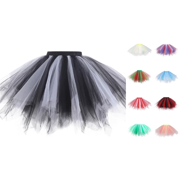 Wxolcjlv Womens Gradient Tulle Mini Skirt Elastic Waist Voluminous Layered Skirts