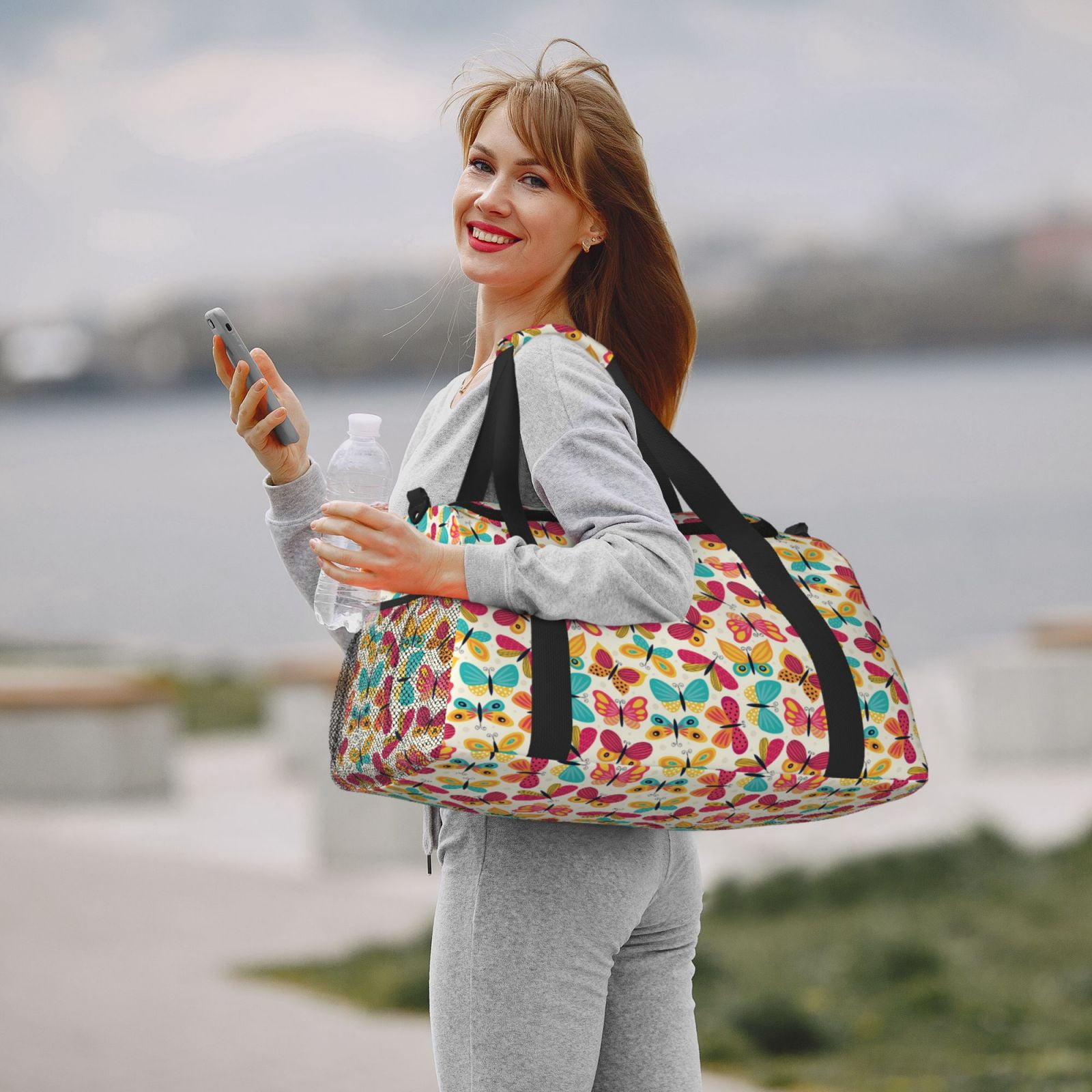 Fuzoiu Colorful Butterflies Print Travel Duffle Bag,Carry On Tote Bags,Duffel Bag,Sport Gym Bag, Hospital Bag for Labor and Delivery, Overnight Bag,Luggage Bag