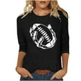 thumbnail image 2 of SOOMLON Womens 3/4 Length Sleeve Blouses Plus Size Tunic Game Day Tops Casual Crew Neck Shirts Cute Football Mom Print T Shirts 2025 Trendy Spring Summer Ladies Tops Loose Outfits Pullover Black XL, 2 of 4