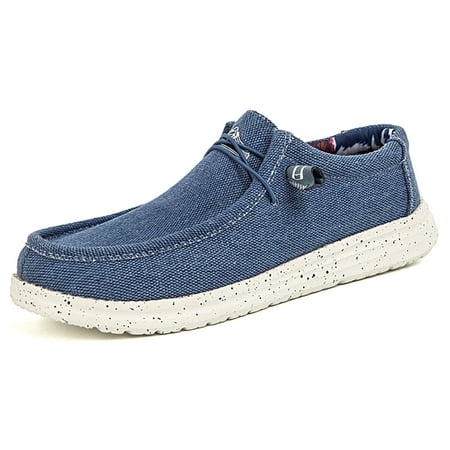 Mens Casual Canvas Slip-on Loafers Shoes Men Lightweight Boat Shoes Comfortable Softsole Walking Shoes 10 US Men Blue 10.63in Heel to Toe