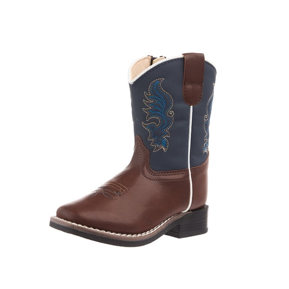 Old West Boys Toddlers Foot and Midnight Blue Shaft Square Toe Boot 8 M Brown