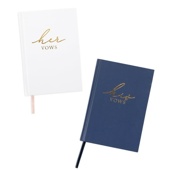Koyal Wholesale Wedding Vow Books for His and Hers Wedding Day with Gold Foil Edges - Officiant Book Keepsakes, Set of 2
