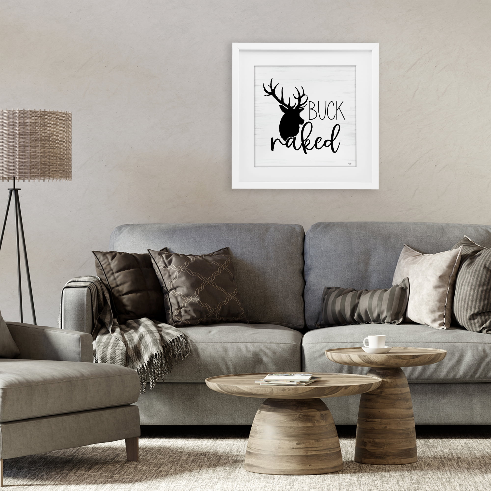 Stupell Industries Buck Naked Silhouette White Framed Print Under Glass, design by Lux + Me Designs