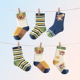 thumbnail image 4 of Balabala 4-Pack Toddler Crew Socks, Boys & Girls Cotton Jacquard Socks, All-Season Wear, Cozy Mid-Thick House Socks for Baby Infant Kids (3 Months–7 Years), 4 of 6