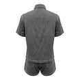 thumbnail image 5 of Women's Vintage Denim Shirt, Short Sleeve Button Down Shirt with Chest Pockets, Relaxed Fit Casual Jean Top, Summer Denim Shacket and Oversized Jean Shirt-Gray, 5 of 6
