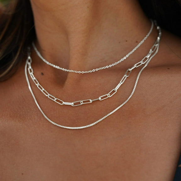 Gold Necklace For Women, 14K Gold Plated Choker Dainty Layered Necklaces, Silver Necklace For Women 14K White Gold Plated Dainty Layered Necklaces[o1640]