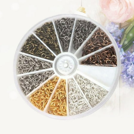 NICEXMAS Threaded Hook 600Pcs Metal Mini Screw Hooks Ergonomic Design Assorted Color 0.35x0.16in