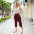 thumbnail image 6 of Arnsht Womens Capri Pants 2025 Summer Business Casual Soild Capris Stretch Lightweight Elastic High Waist Lounge Cropped Pants Red S, 6 of 8
