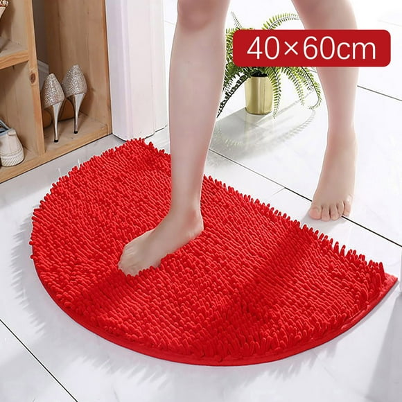 Oliegs Heated Blanket Half Round Bathroom Rug Won't Slip Bathroom Mat Soft And Comfortable Furry Durable Thickened Bathroom Rug Machine Washable Reusable Chocolate