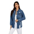 thumbnail image 5 of Women's Distressed Denim Shirt, Button-Up Shirt-XL, 5 of 6
