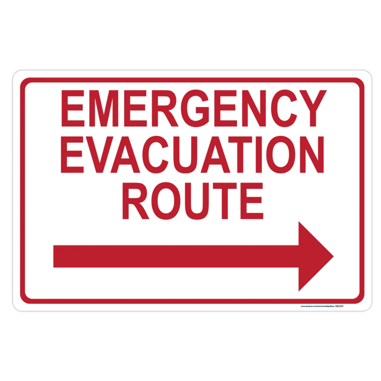 Emergency Evacuation Route (Arrow Right) Sign
