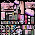 thumbnail image 1 of Kit de uñas acrílicas Wilfniee para principiantes con mano de práctica y lámpara UV, 1 of 9