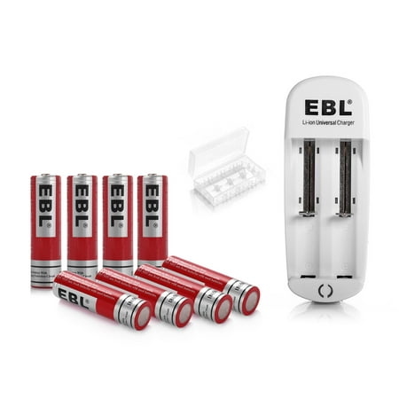 EBL 8-Pack 3.7v 3000mAh Rechargeable Batteries + Battery Charger For 18650 14500 16340 10440 18500 Li-ion