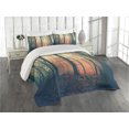 thumbnail image 2 of Ambesonne Vintage Quilted Coverlet 3 Pcs, Autumn Forest Woodland, King Size, Coral Dark Green, 2 of 4