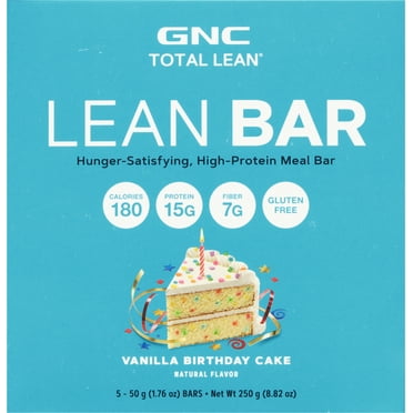 GNC Total Lean Bar - Vanilla Birthday Cake, 5 Bars