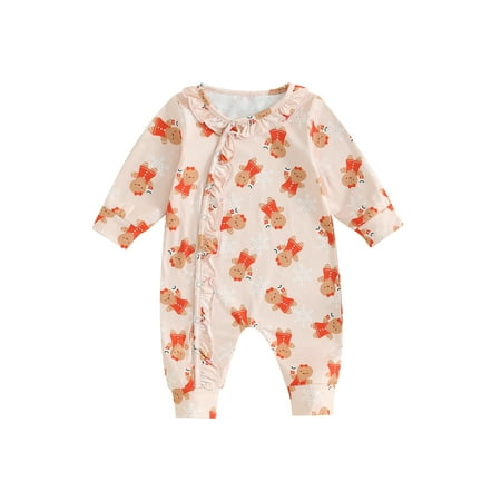 

Hirigin Baby Girls Long Sleeve Elk/Gingerbread/Faceless Doll Print Jumpsuit