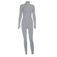 thumbnail image 1 of M Mono de manga larga con cuello alto para mujer, peto de punto acanalado con cremallera, peleles ajustados con letras bordadas, pantalones largos, ropa deportiva para otoño, 1 of 5