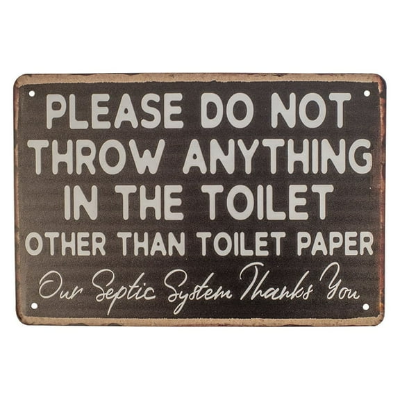 Rustic Metal Do Not Flush Paper Our Septic System Thanks You Sign Farmhouse Bathroom Wall Decor