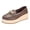 Coffee, variant on Women's Platform Wedge Loafers with Metal Rhinestone Chain Casual Non Slip Business Dress Shoes Pink Size 6