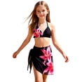 thumbnail image 3 of Shadoumai Girls Swimsuit Cover Up Cutout Bikini Sets Drawstring Tankini Sets 2pcs Ruffle Beach Skirt Cute Ruched Bathing Suit, 3 of 5