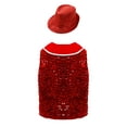 thumbnail image 2 of TSSOE Kids Boys Velvet Sequin Vest Sleeveless Jazz Dance Jacket Girls Shiny Button Waistcoat with Bowtie and Hat Red 12, 2 of 3