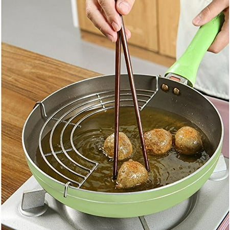 Oil Rack Jeobest 1PC Oil Drain Rack - Steam Rack Pot Holder - Steam Rack Stand - Semicircular Stainless Steel Steam Rack Pot Holder Shelving Insulation Steam Tray Lek Oil Rack Cooking Tool 9.4 inch MZ ()