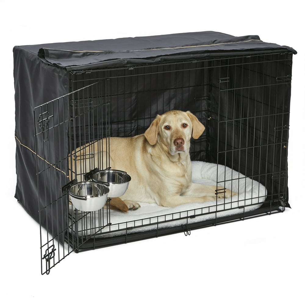 MidWest Dog Crate Starter Kit 42" 2Door iCrate, Pet Bed, Crate Cover