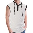 thumbnail image 2 of Top Abrigo de los Hombres de Color Sólido sin Mangas con Capucha, Diseño de Cordón de Botón Abrigo de Moda de Ocio, 2 of 5