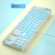 MageGee 75% Mechanical Gaming Keyboard with Blue Switch, LED Blue Backlit Keyboard, 87 Keys Compact TKL Wired Computer Keyboard for Windows Laptop PC Gamer - Blue/White