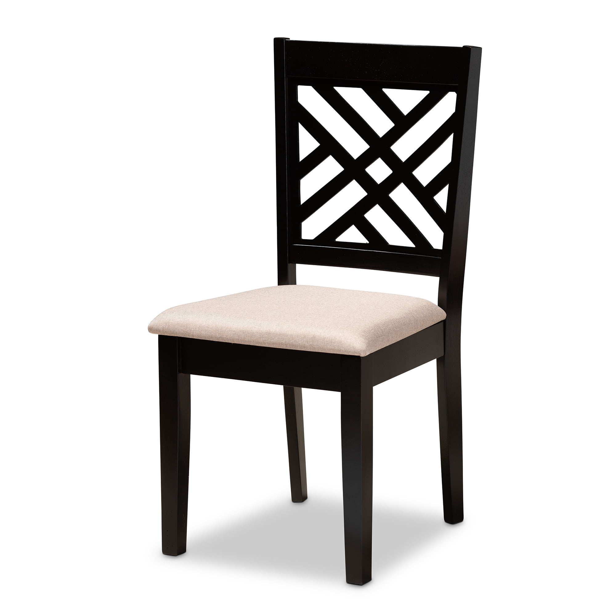 Baxton Studio Norah Modern and Contemporary Sand Fabric Upholstered and Dark Brown Finished Wood 7-Piece Dining Set