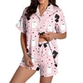 thumbnail image 2 of Womens Pajama Sets Satin Funny Pumpkin Print Fall Short‑Sleeve Halloween Pajamas for Women Set, 2 of 7
