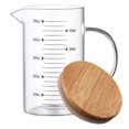 thumbnail image 1 of Graduated Glass Measuring Cup Espresso Cups Meter with Lid Convenient Milk Liquid Cover Bamboo, 1 of 6