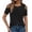 *Black, variant on VBVC Women's Crisscross Cold Shoulder T-Shirt,Ladies Casual Pleated Front Short Sleeve Top,Summer Crew Neck Breathable Blouse for Women,Black,S-2XL