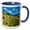 Blue/White, variant on 3drose, Tuscan Landscape with Tuscano Text, 11oz Two-tone Green Mug