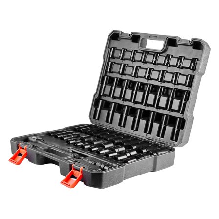 1/2" Drive Impact Socket Set, 65-Piece SAE (3/8"-1-1/4") & Metric (10-24mm) Master Set