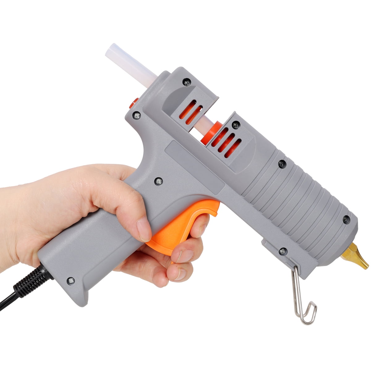 LuckyNote 150W Hot Glue Gun with Adjustable Temperature, 6 Copper Nozzles & 6 Glue Sticks, DIY Craft Repair Tool, Black Storage Bag, Gray