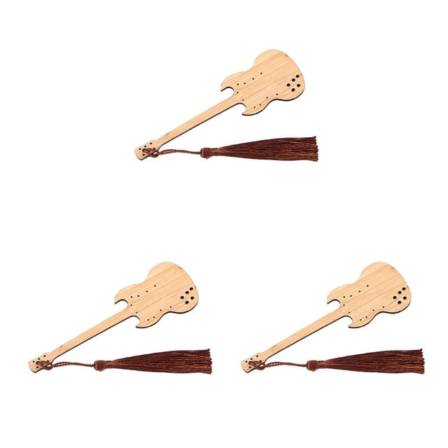 stanreset Page Marker Small Bookmark Guitar Pattern Multipurpose Decorations Offices Accessories Small Fixers Bamboo Stationery As shown 3Set