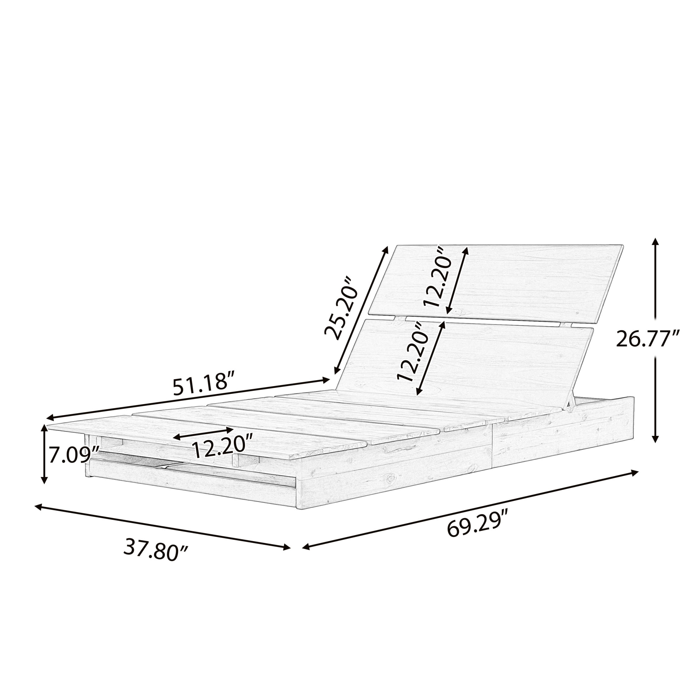 Christopher Knight Home Outdoor Acacia Wood Chaise Lounge, 3-Position Adjustable Backrest, Teak