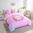 thumbnail image 3 of Homewish Initial D Letter Bedding Comforter Set 7pcs for Child, Kawaii Pink Groovy Flower King Bedding Sets, Magic Butterfly Animal Reversible Bed Sheets, Luxury Bedroom Decor, 3 of 7