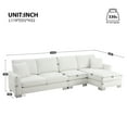 thumbnail image 2 of 119" Oversized L-Shape Chenille Sectional Sofa - Modern 5-Seater Couch w/ Chaise, 2 Free Pillows for Living Room, Apartment, Office - White/Gray, 2 of 21