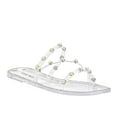 thumbnail image 2 of Steve Madden Women's Studded Pearl Embellished Slide-On Flat Sandals, 2 of 5