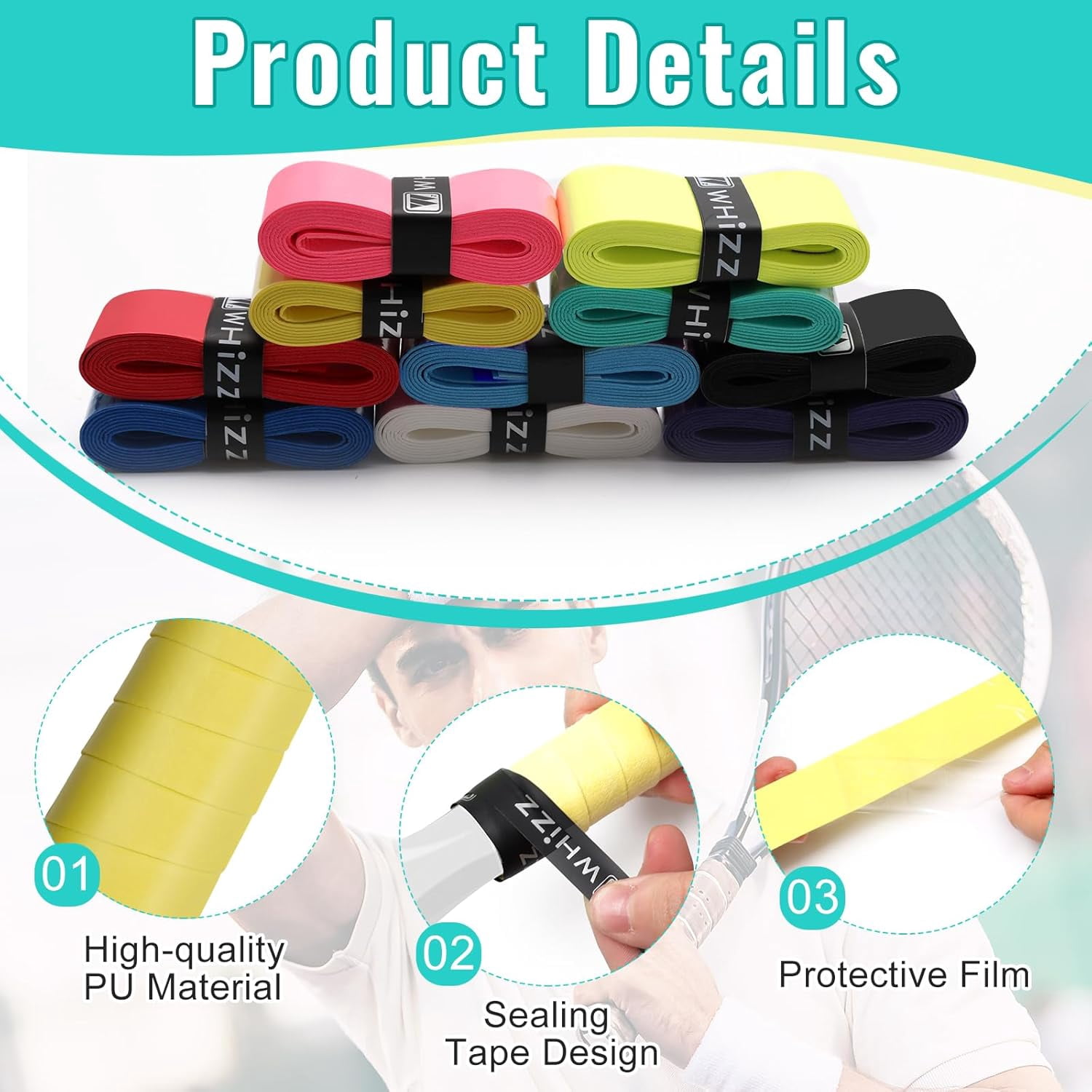 30 Pieces Tennis Racket Grip Tape, Tennis Grip Tape, Tennis Overgrips for Anti Slip and Absorbent Grip