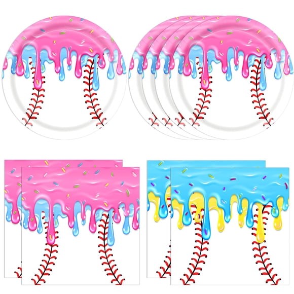 Set de vajilla para fiesta Funnio lucu de 40 piezas con diseño de béisbol y helado