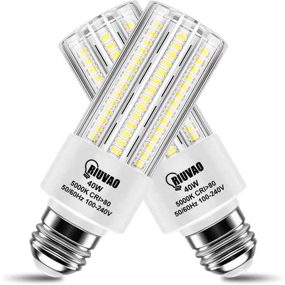 40W LED Light Bulb 5000 Lumens Corn Light Bulbs 300W Equivalent E26 Base Led Corn Light 5000K Daylight White Bright for Home Bedroom Kitchen Living Room Office 2 Pack